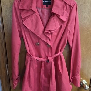 Express Small Petite Coral Trench Coat